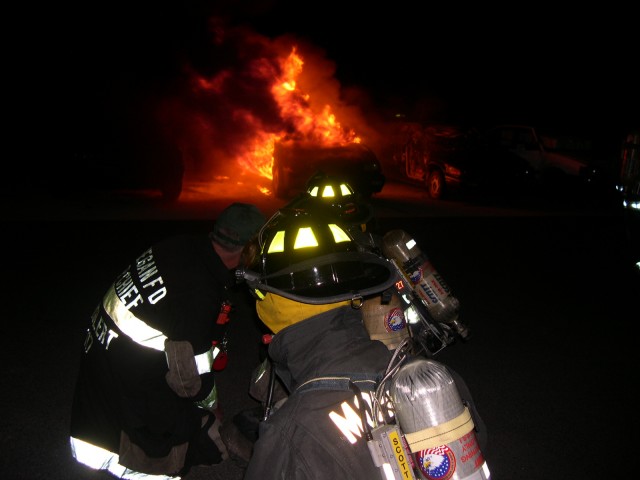 Deputy Chief Wolert Teaches Members At Car Fire Drill